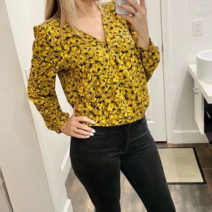 NWT A new day Yellow wrapped blouse  S